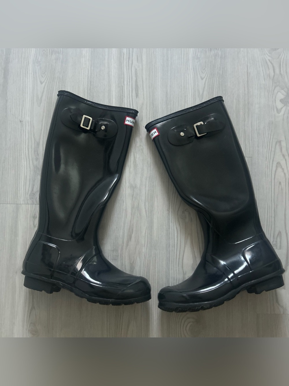 Hunter Black and Gray Logo-Print Rain Boot Liner